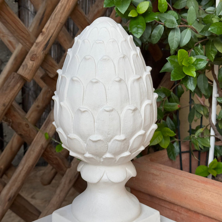Esculturas de alcachofa grandes para jardín (Par de adornos finial)