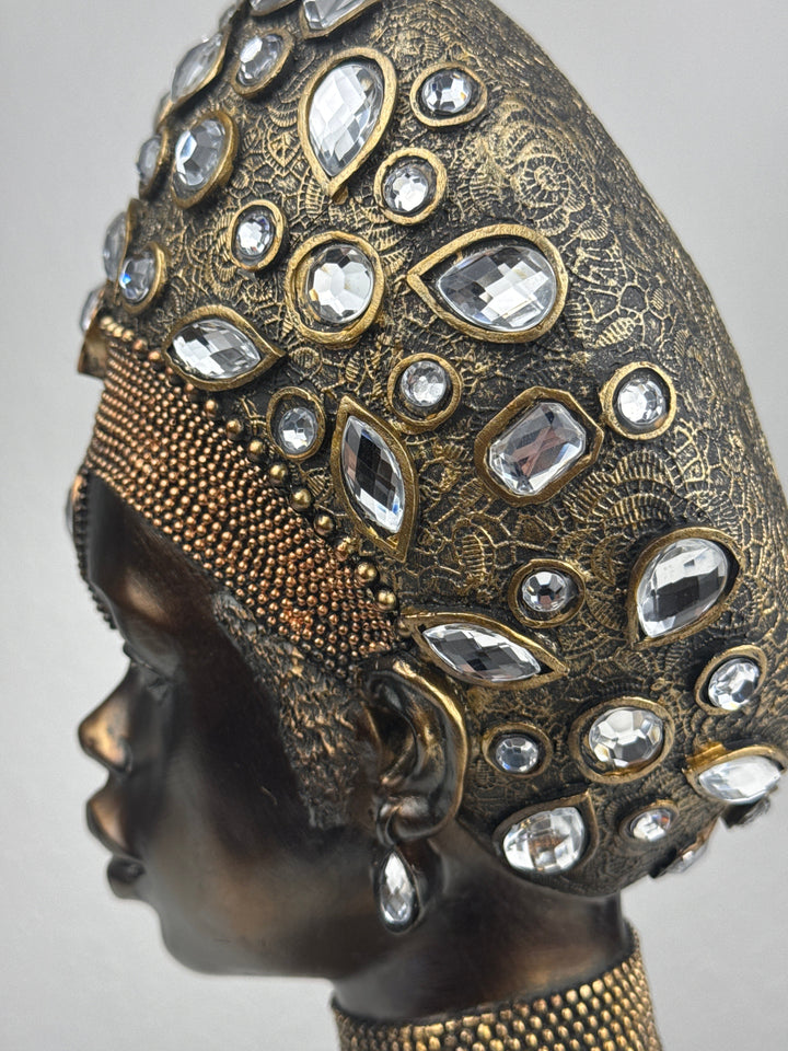 Busto de Reina Africana Majestuosa (Acabado en Bronce)
