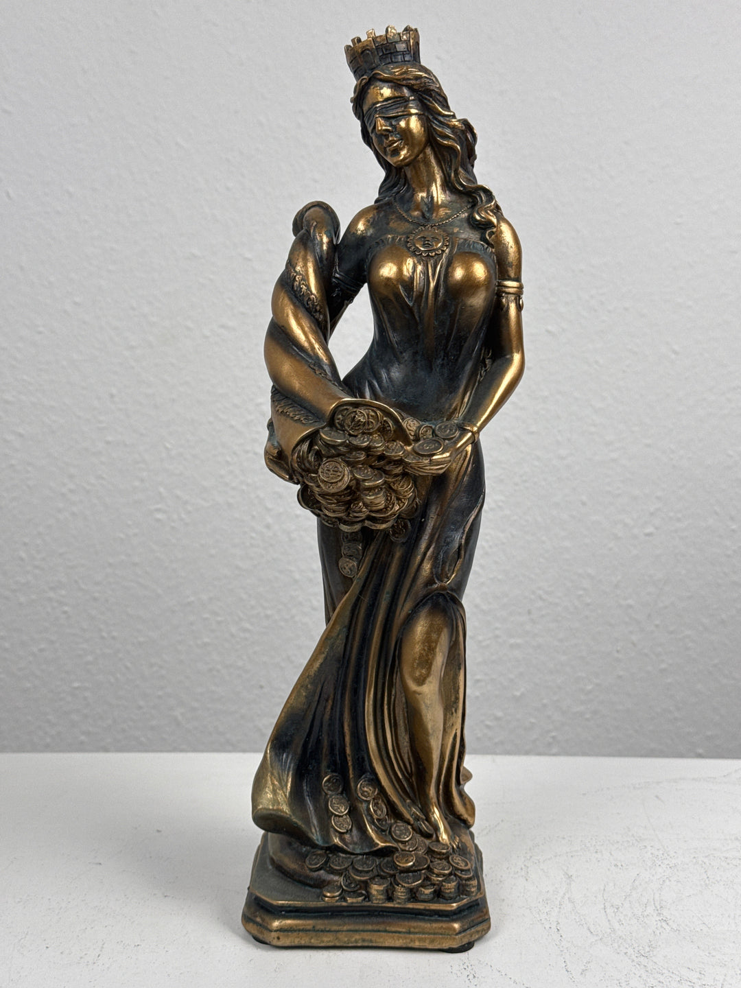 Estatua de la Dama Fortuna – Diosa Griega de la Suerte (Acabado Latón Oscuro)