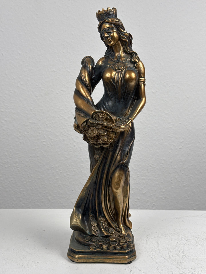 Estatua de la Dama Fortuna – Diosa Griega de la Suerte (Acabado Latón Oscuro)