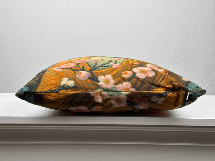 Funda de Cojín Buda con Flores de Cerezo (Almohada de Meditación Zen)