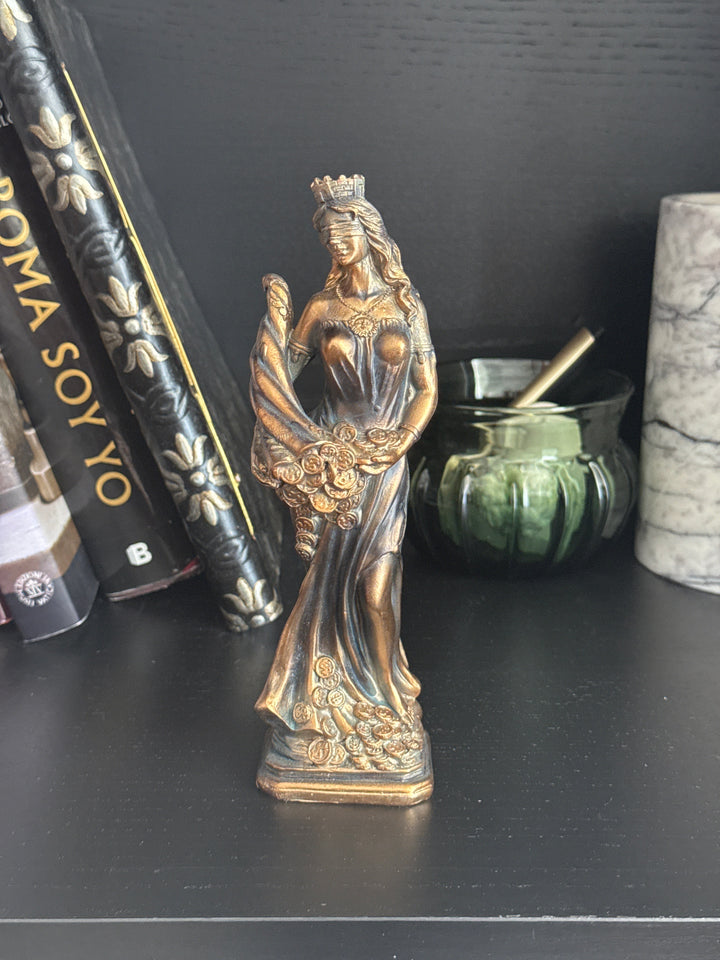 Escultura de Fortuna – Diosa de la Suerte y la Riqueza (Pequeña, Acabado Latón Oscuro)