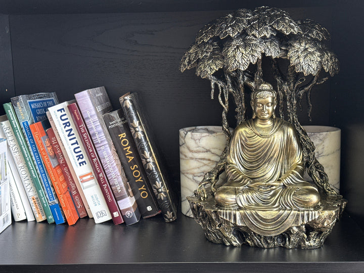 Estatua de Buda bajo el Árbol Bodhi (Acabado en Bronce)