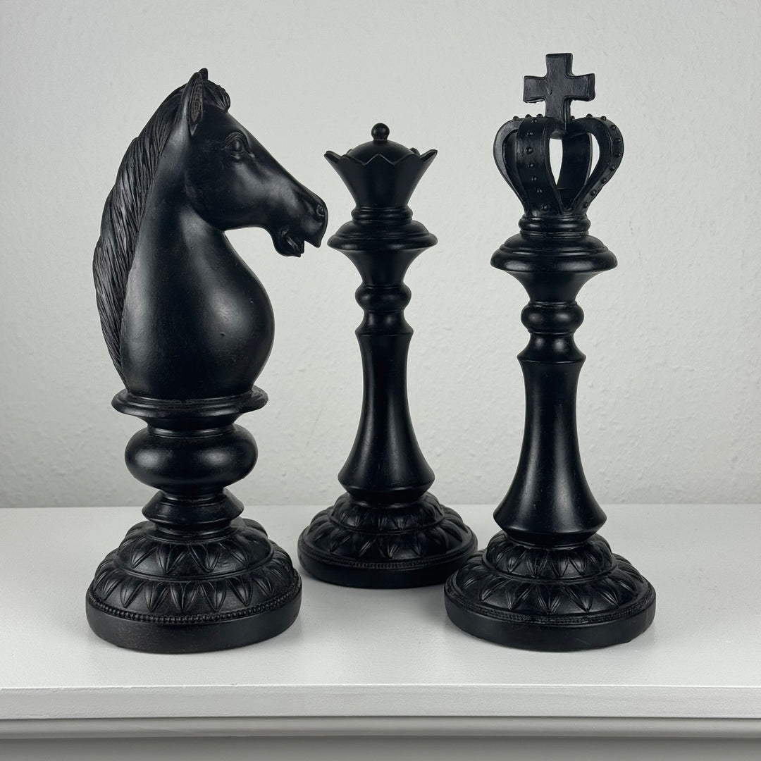 Estatuas de ajedrez (piezas de ajedrez de resina - juego de 3)