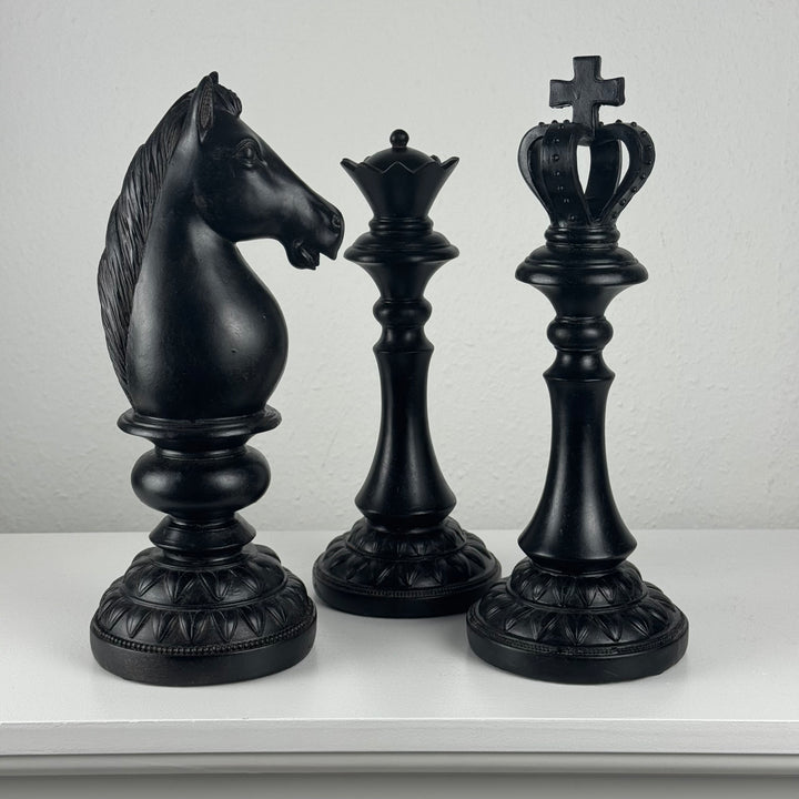 Estatuas de ajedrez (piezas de ajedrez de resina - juego de 3)