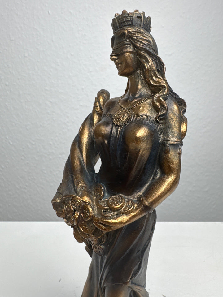 Escultura de Fortuna – Diosa de la Suerte y la Riqueza (Pequeña, Acabado Latón Oscuro)