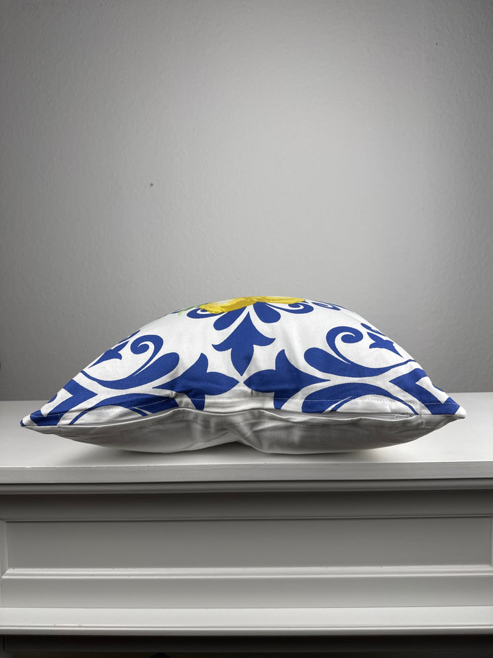 Cojín de Limón con Relleno – Diseño Mediterráneo Azul