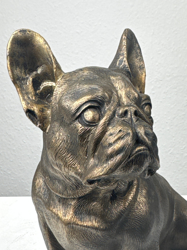 Estatua de Bulldog Sentado (Acabado en Bronce)
