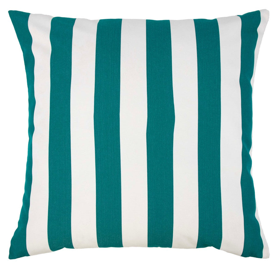 Cojín Exterior Verde Petróleo con Rayas Verticales (Estilo Club)