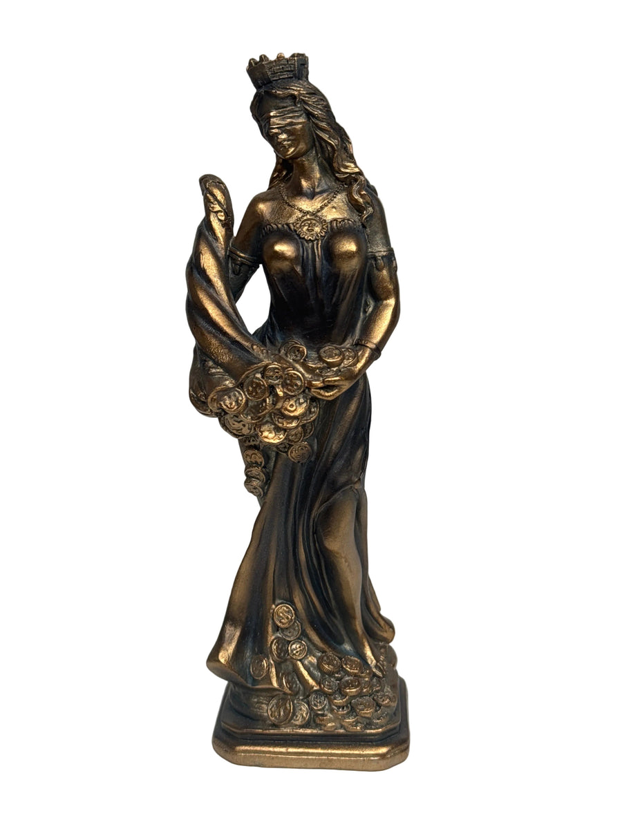 Escultura de Fortuna – Diosa de la Suerte y la Riqueza (Pequeña, Acabado Latón Oscuro)