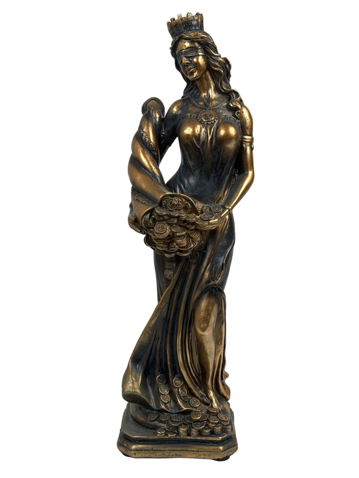 Estatua de la Dama Fortuna – Diosa Griega de la Suerte (Acabado Latón Oscuro)