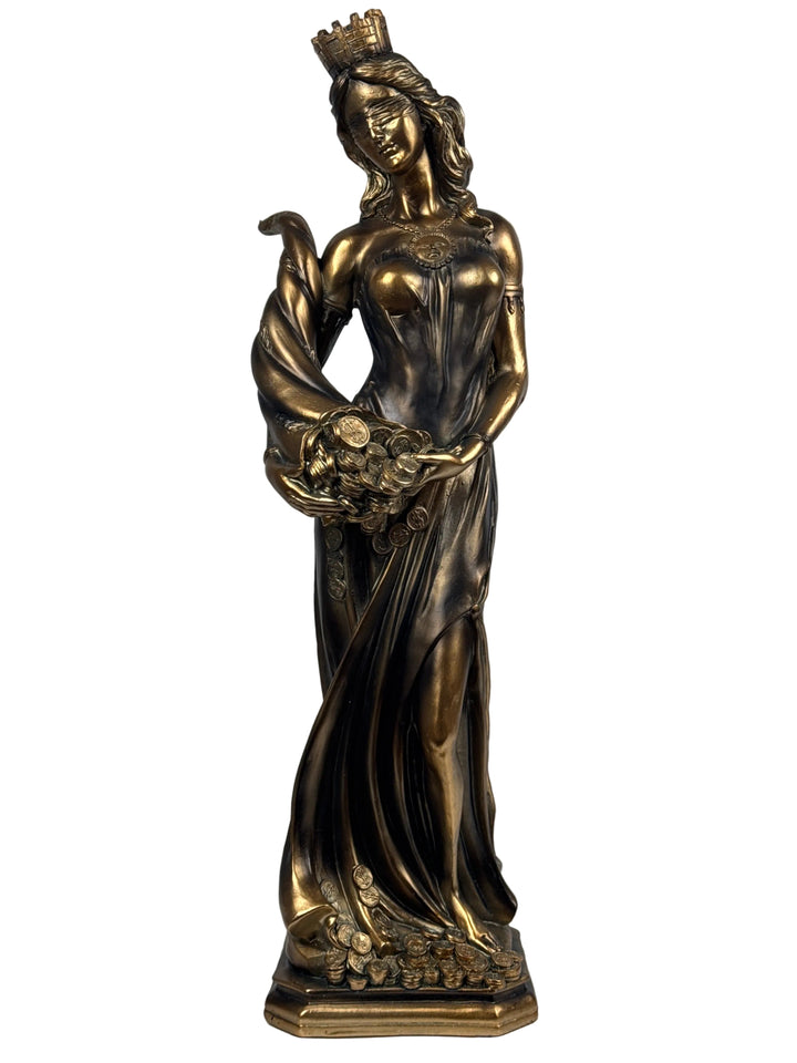 Estatua de la Dama Fortuna – Diosa Griega de la Suerte (Grande, Acabado Latón Oscuro)