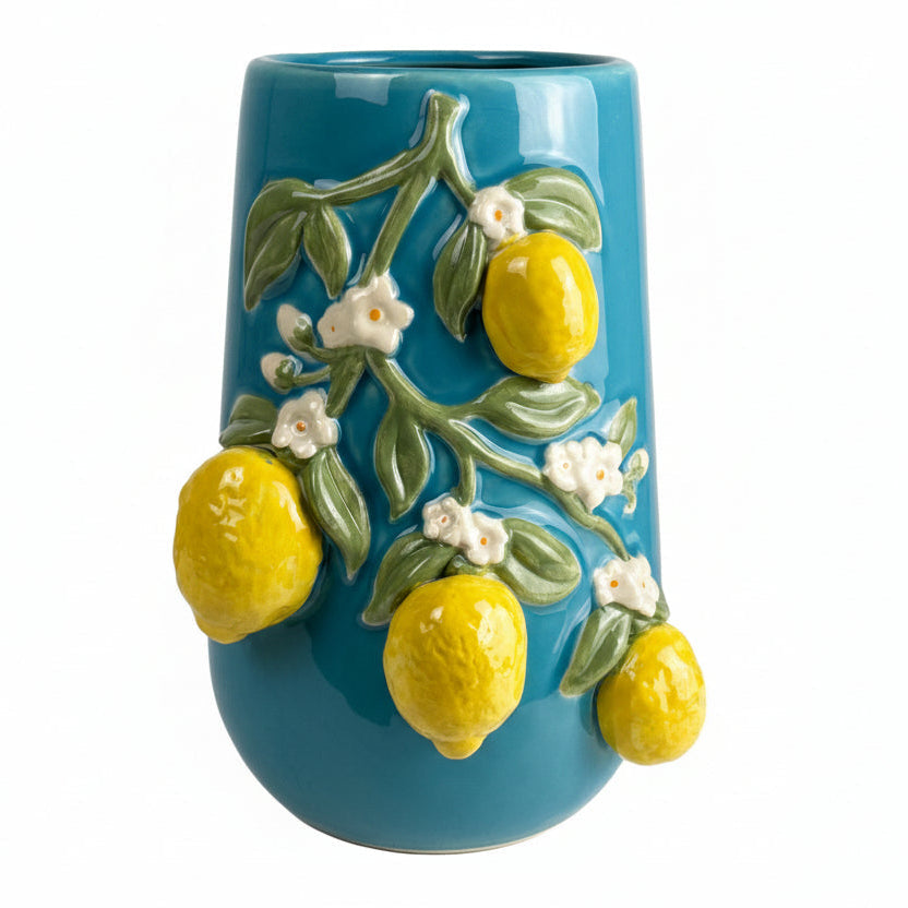 Jarrón con Flores de Limonero (Cerámica Estilo Italiano)