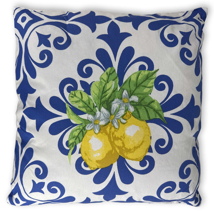Cojín de Limón con Relleno – Diseño Mediterráneo Azul