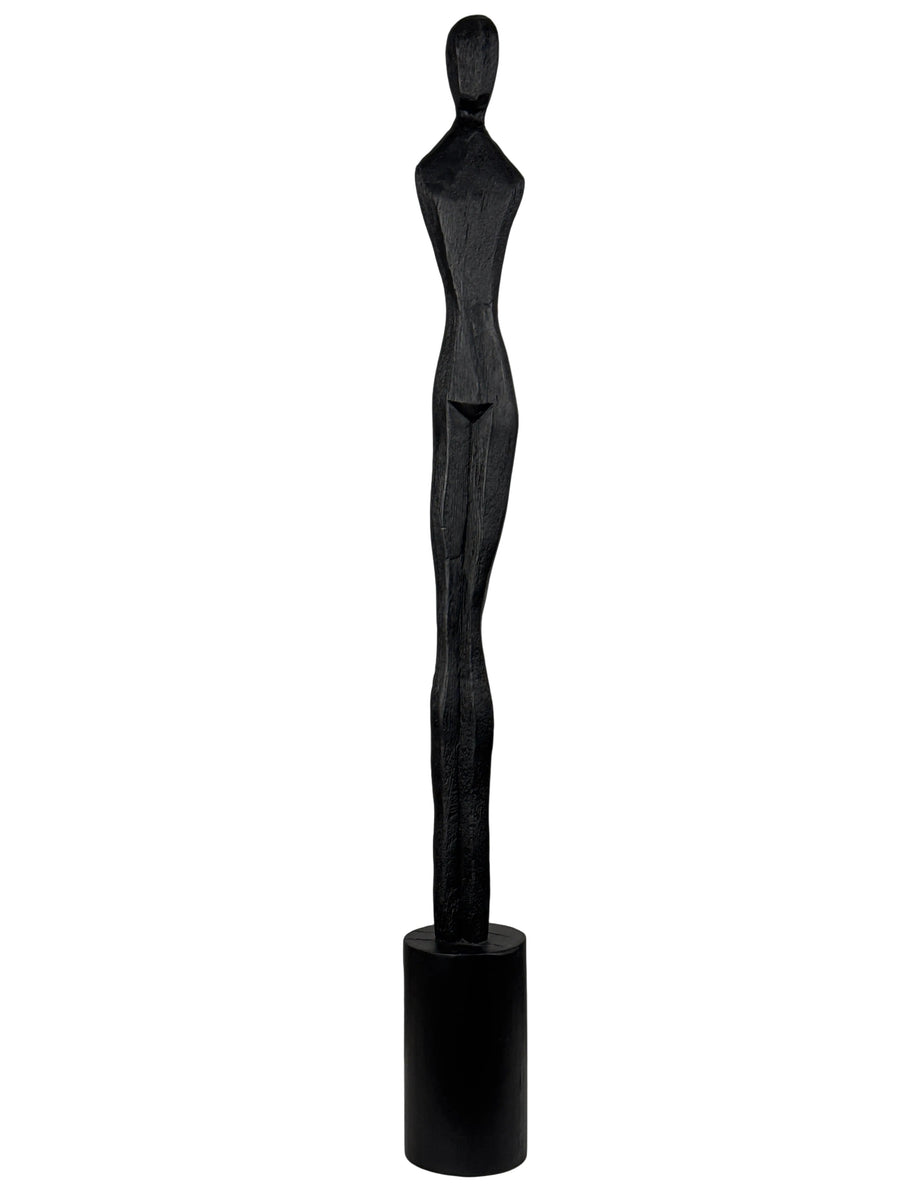 Escultura Femenina Minimalista en Negro – Figura Abstracta Estilizada