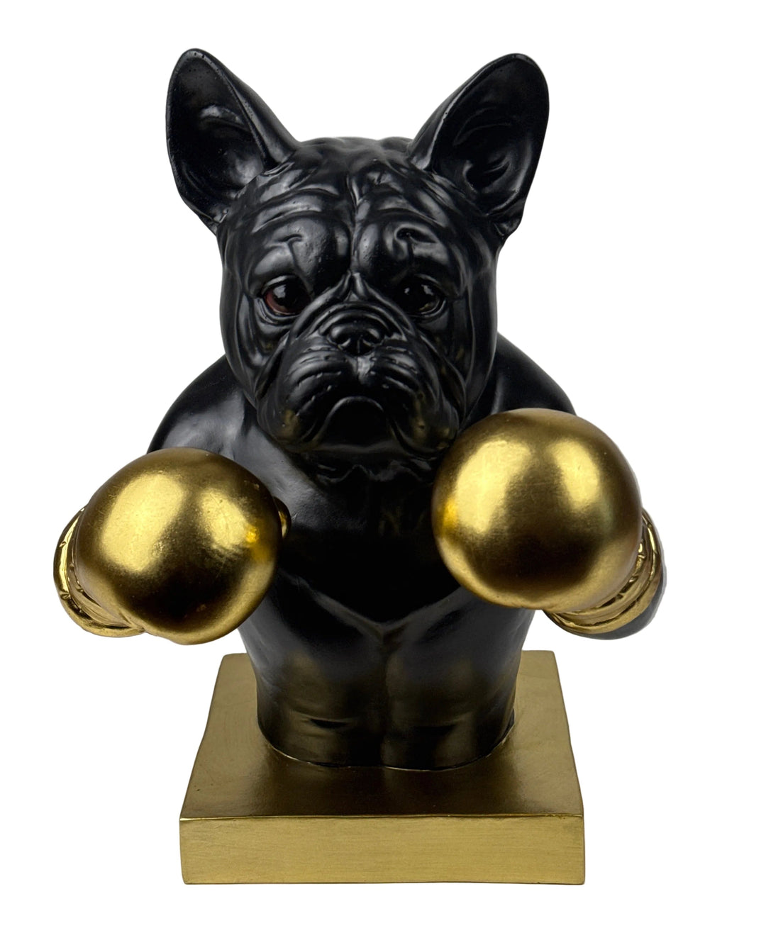 Estatua de Bulldog Boxeador (Pop Art Negro y Dorado)