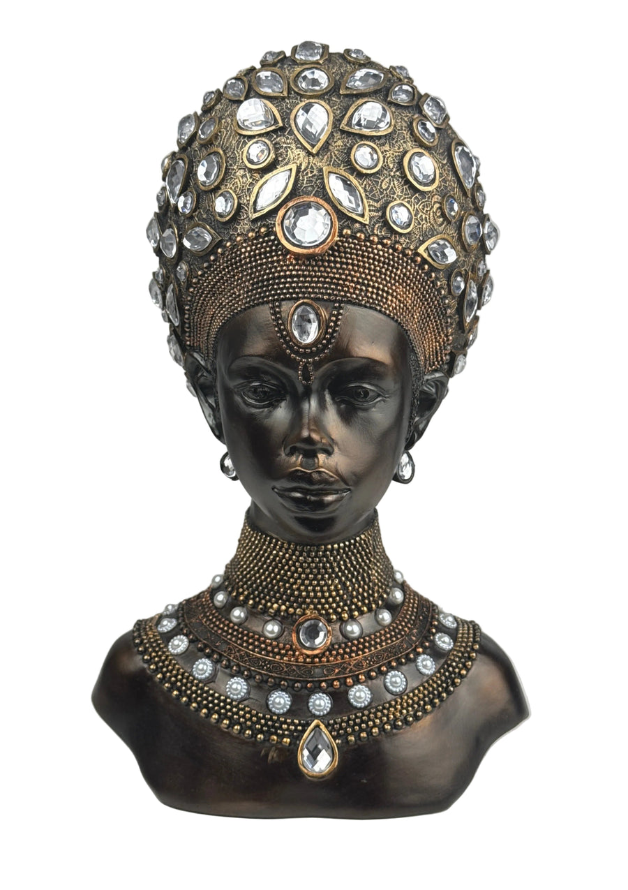 Busto de Reina Africana Majestuosa (Acabado en Bronce)