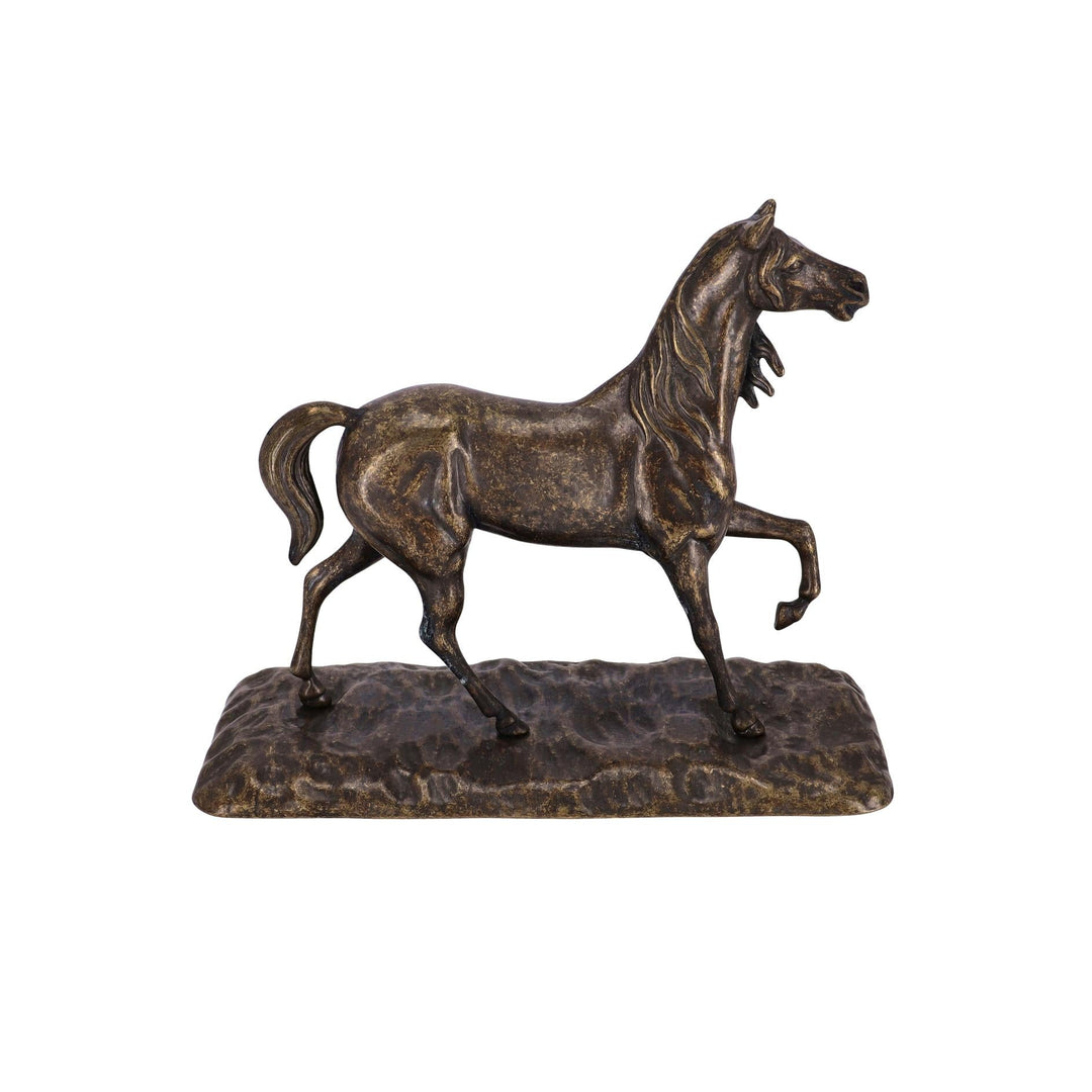 Gran escultura de caballo (latón envejecido)