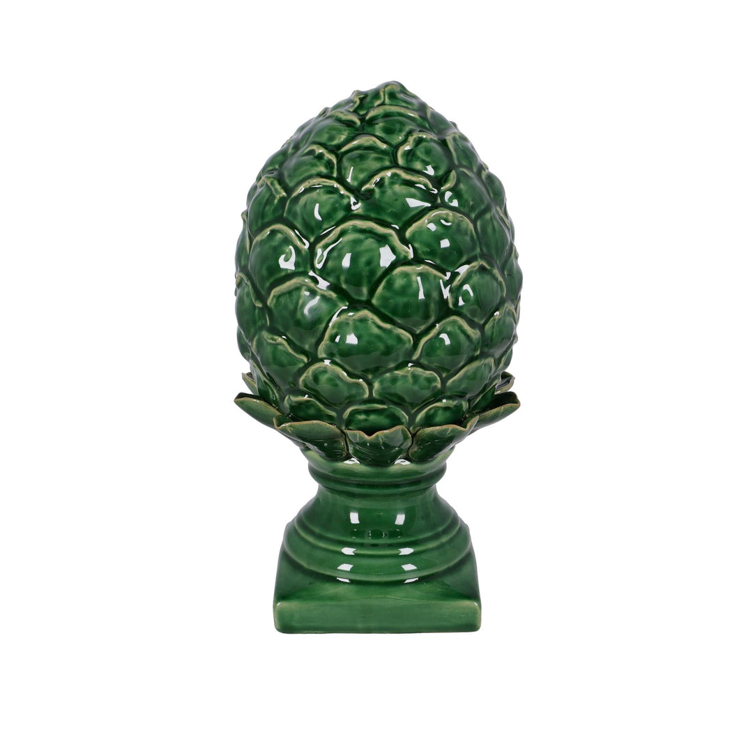 Piña decorativa de cerámica verde