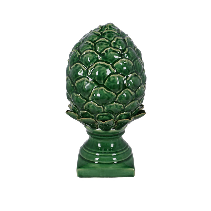 Piña decorativa de cerámica verde