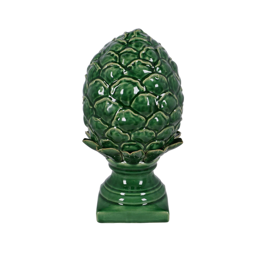 Piña decorativa de cerámica verde