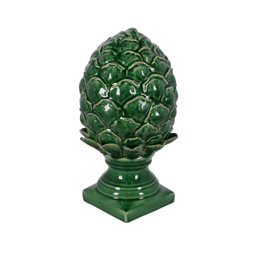 Piña decorativa de cerámica verde