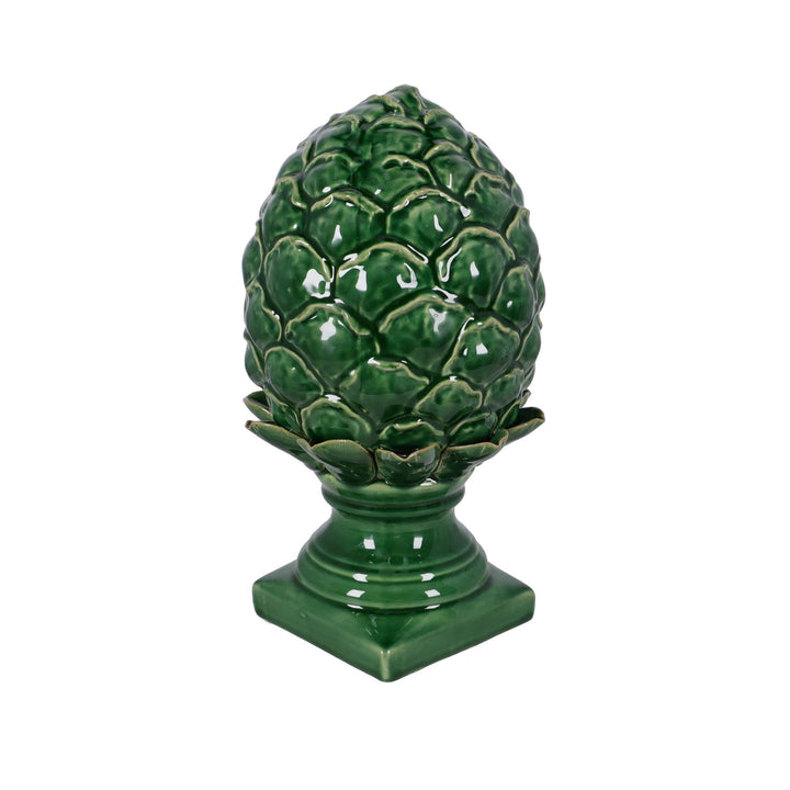 Piña decorativa de cerámica verde
