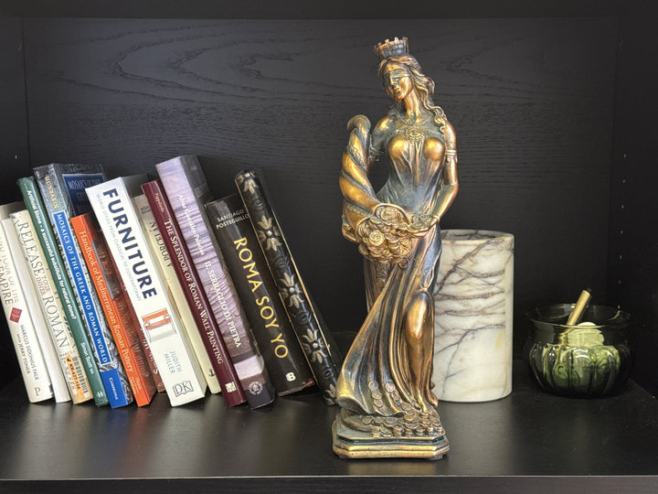 Estatua de la Dama Fortuna – Diosa Griega de la Suerte (Acabado Latón Oscuro)