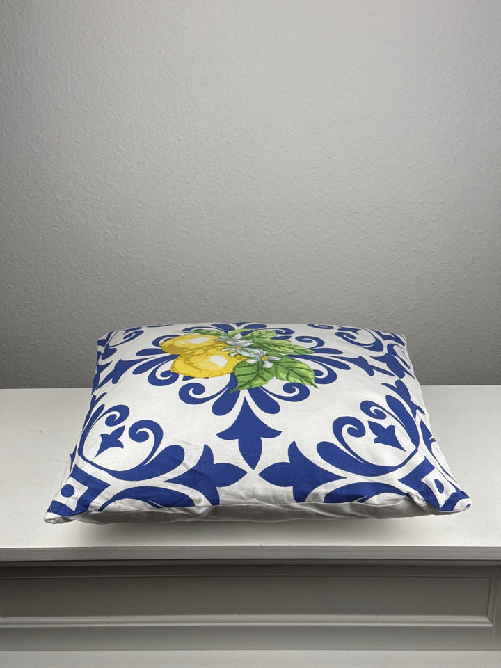 Cojín de Limón con Relleno – Diseño Mediterráneo Azul