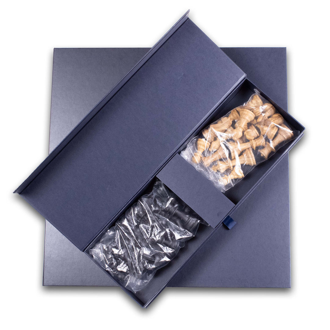 Set de Ajedrez de Madera de Torneo – Diseño Gambito de Dama – Caja de Lujo Incluida