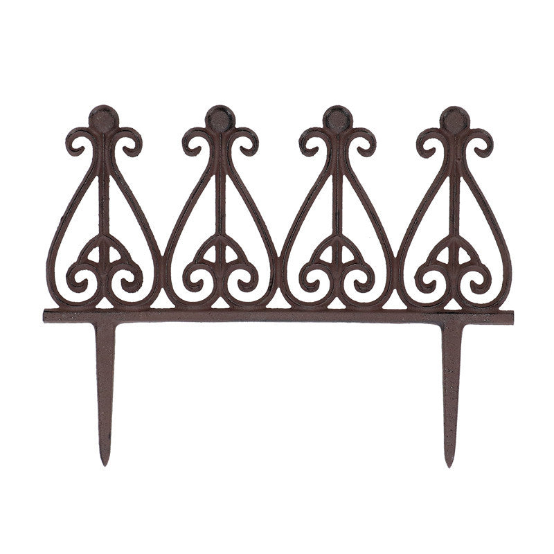 Estacas de valla decorativa de jardín en hierro fundido – Ornamento clásico, set de cuatro