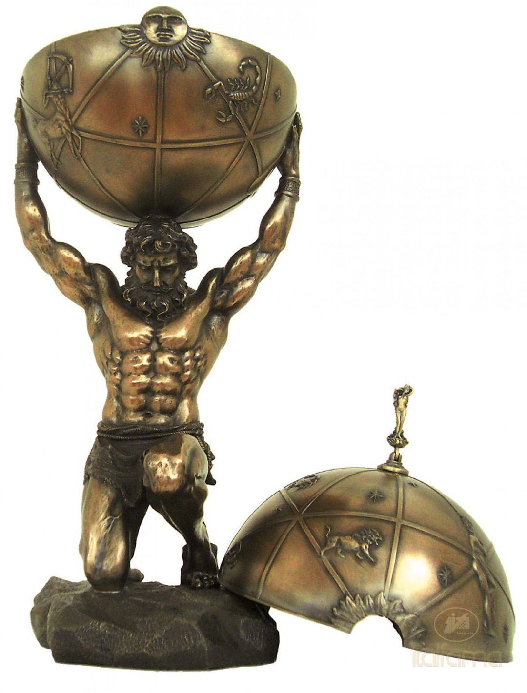 Escultura de Atlas Sosteniendo la Esfera Celeste (Grande, Estatua de Bronce en Frío)