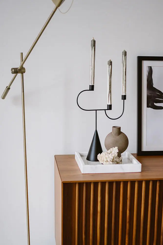 Bandeja Cuadrada De Mármol Con Bordes (Blanco)