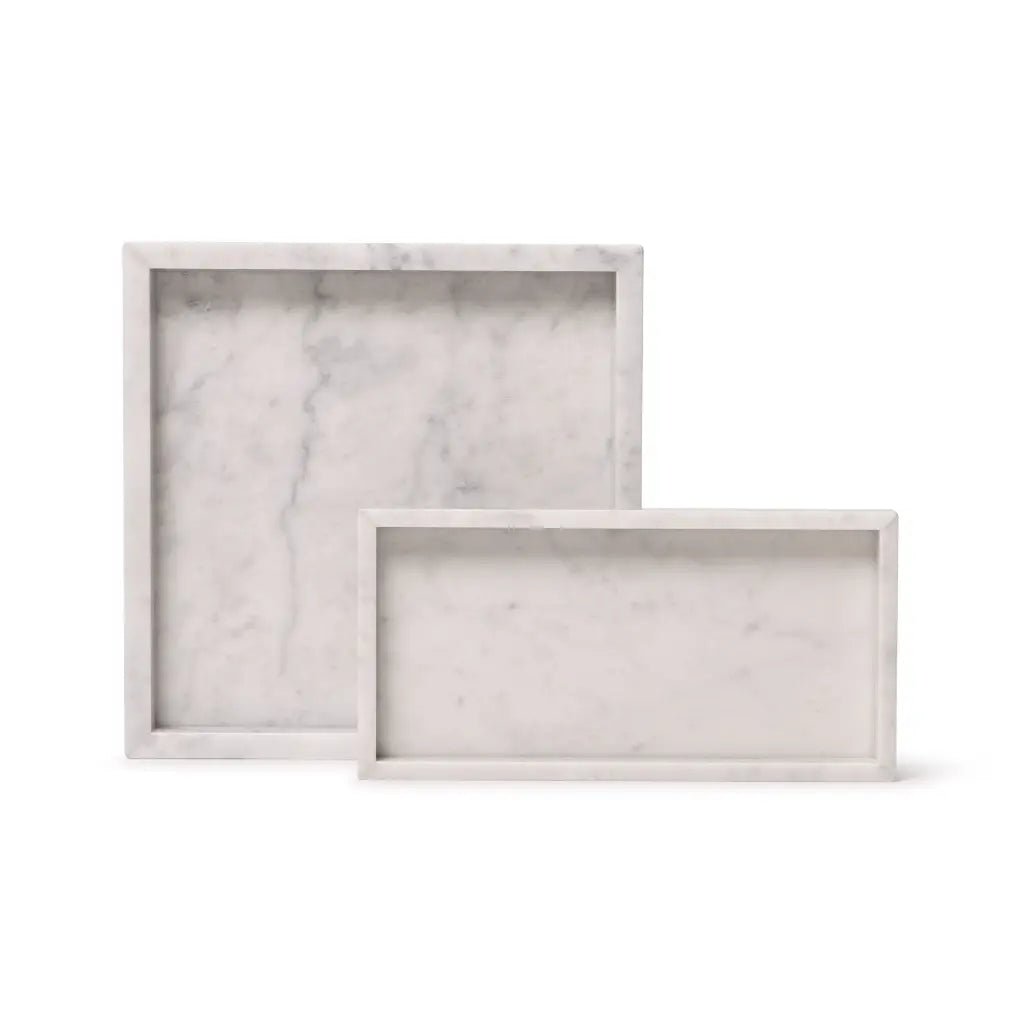 Bandeja Cuadrada De Mármol Con Bordes (Blanco)