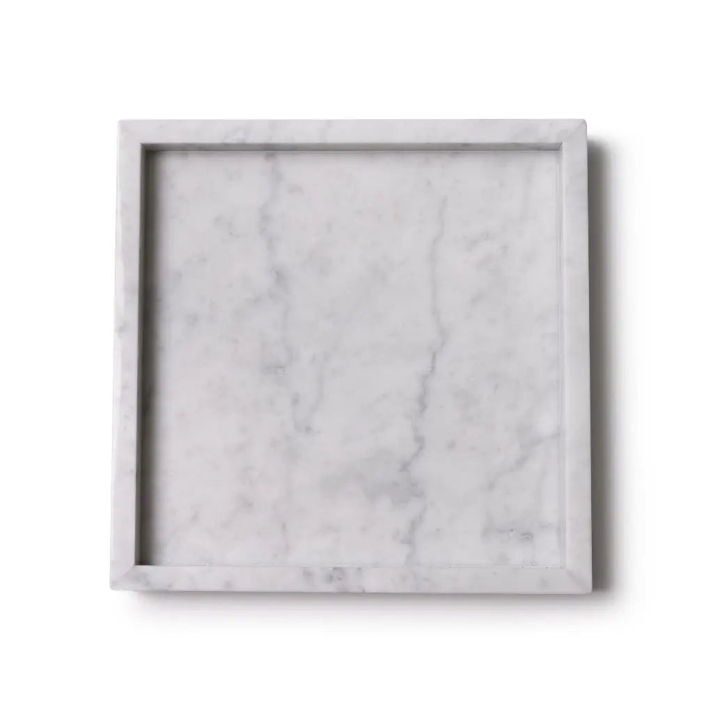 Bandeja Cuadrada De Mármol Con Bordes (Blanco)