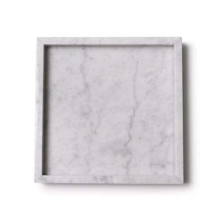 Bandeja Cuadrada De Mármol Con Bordes (Blanco)