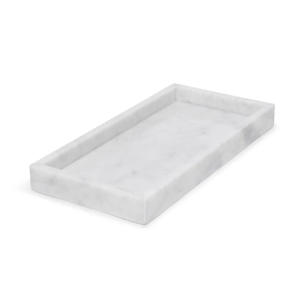 Bandeja Rectangular De Mármol Con Bordes (Blanco)