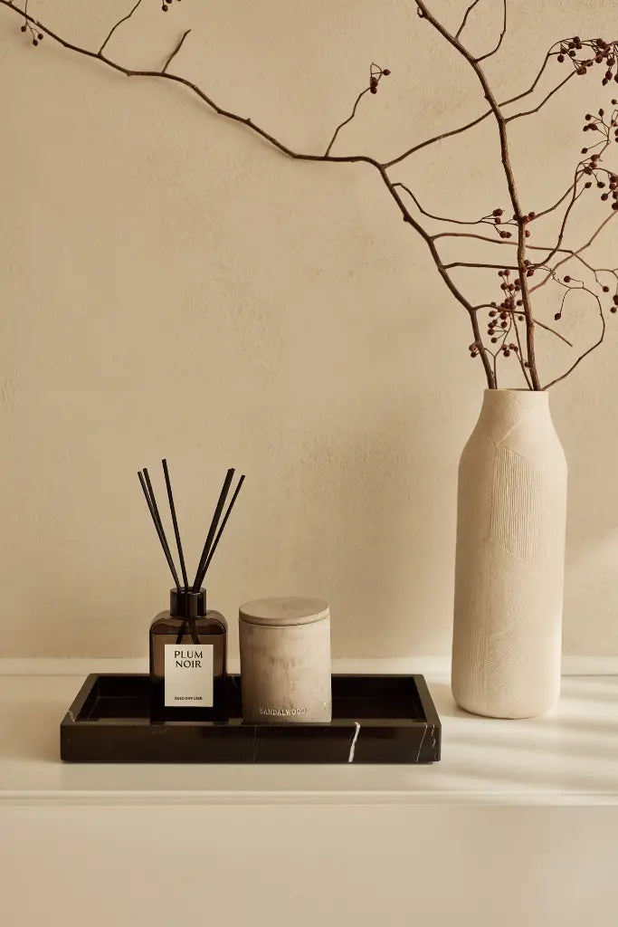 Bandeja Rectangular De Mármol Con Bordes (Negro)