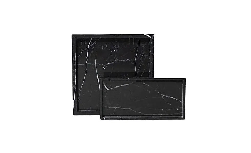 Bandeja Rectangular De Mármol Con Bordes (Negro)