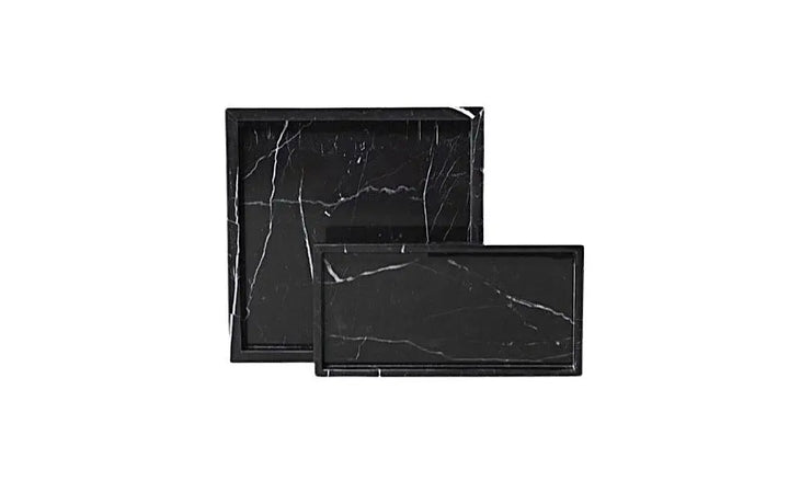 Bandeja Rectangular De Mármol Con Bordes (Negro)