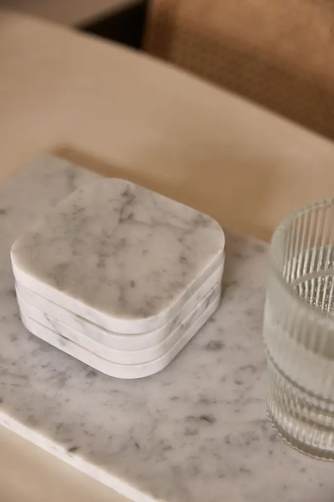 Posavasos De Mármol Blanco (4 Piezas)