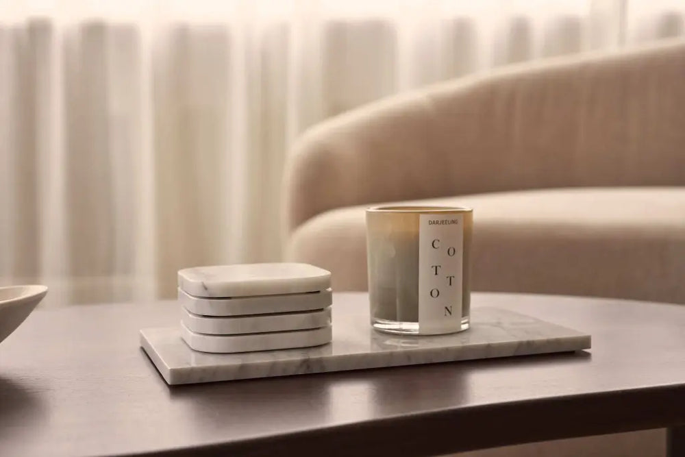 Posavasos De Mármol Blanco (4 Piezas)