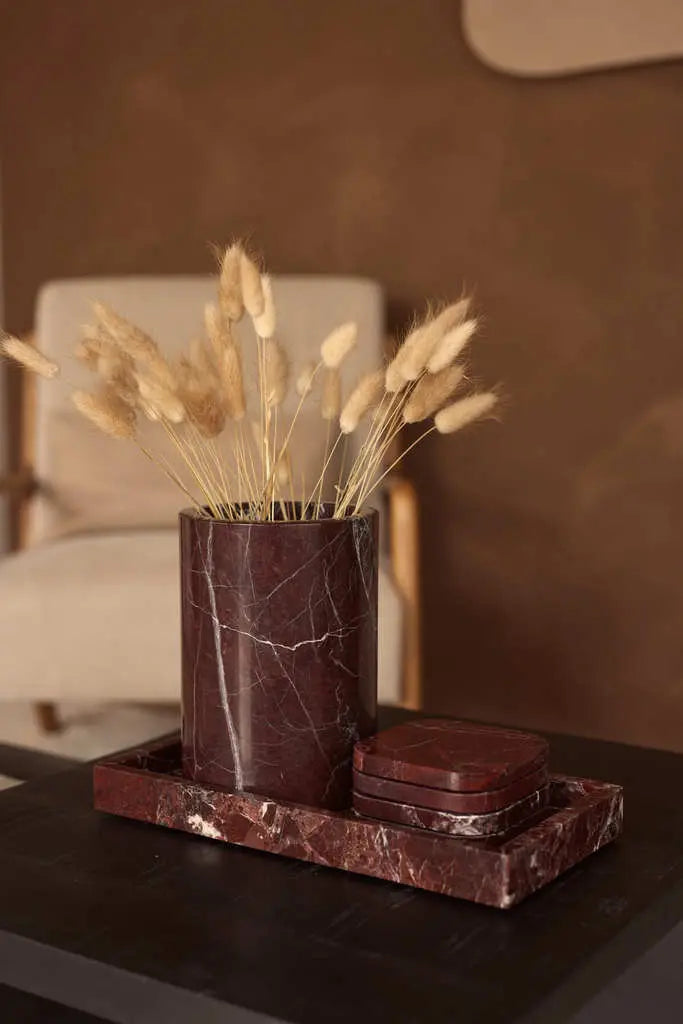 Jarrón De Mármol Rojo / Enfriador De Botellas