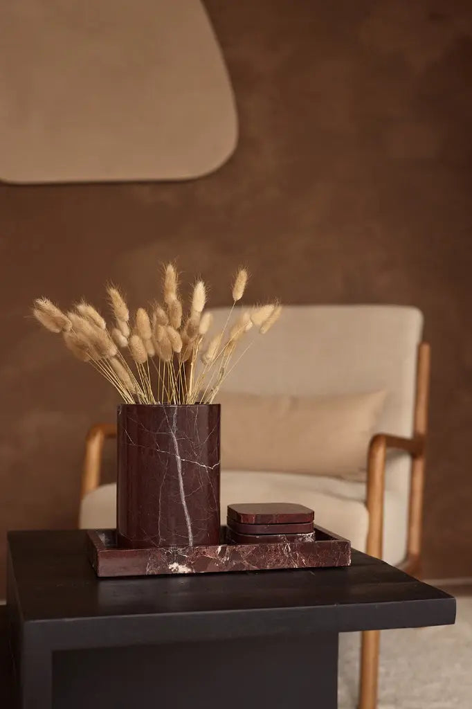 Jarrón De Mármol Rojo / Enfriador De Botellas