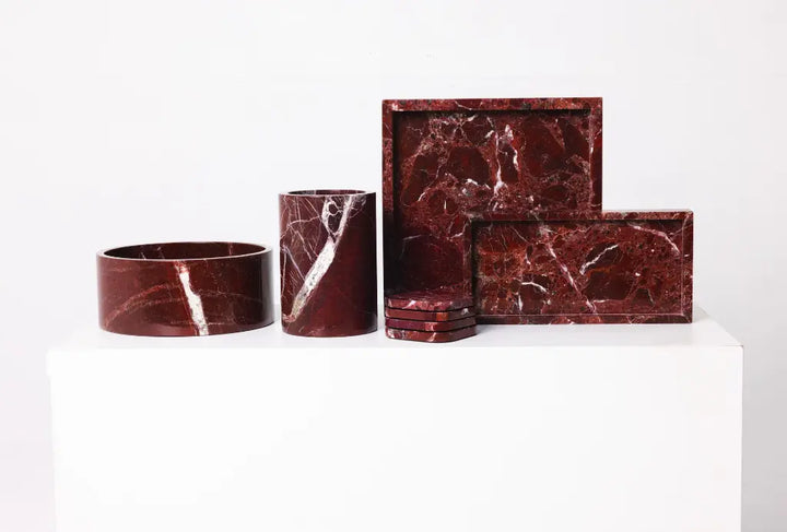 Jarrón De Mármol Rojo / Enfriador De Botellas