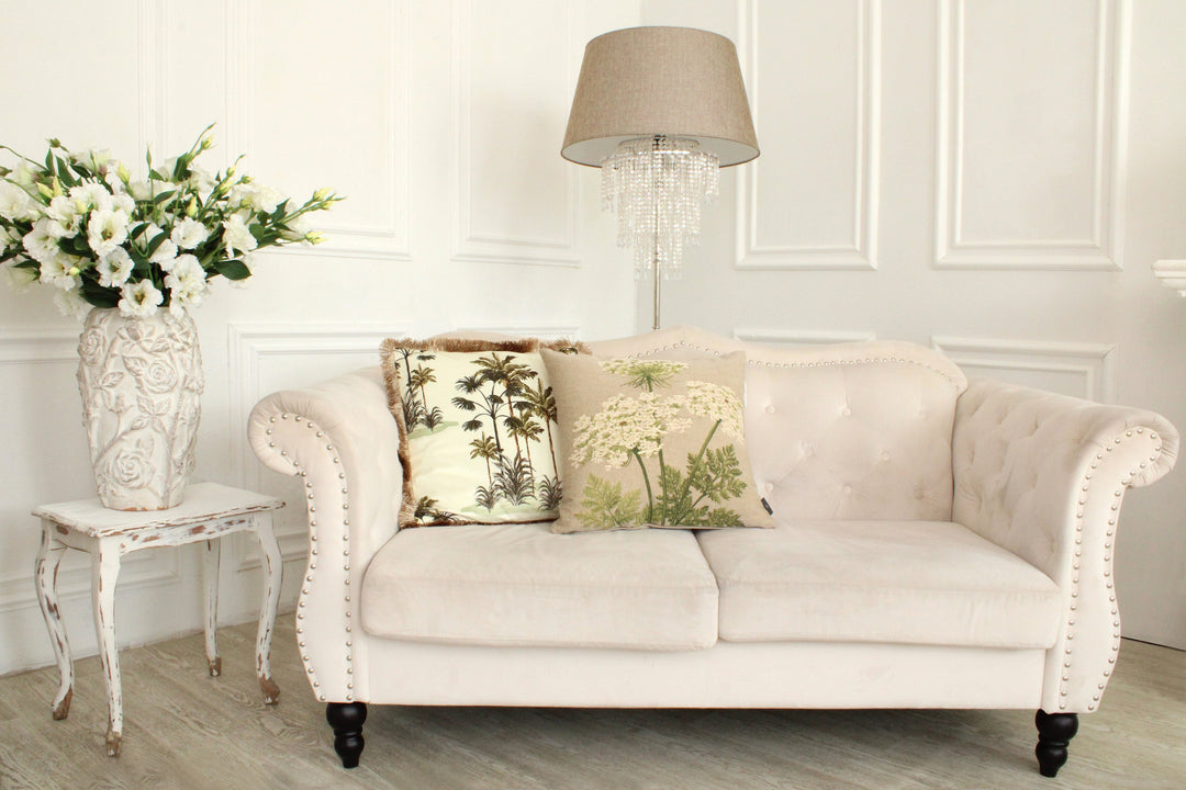 Cojín de terciopelo con palmas