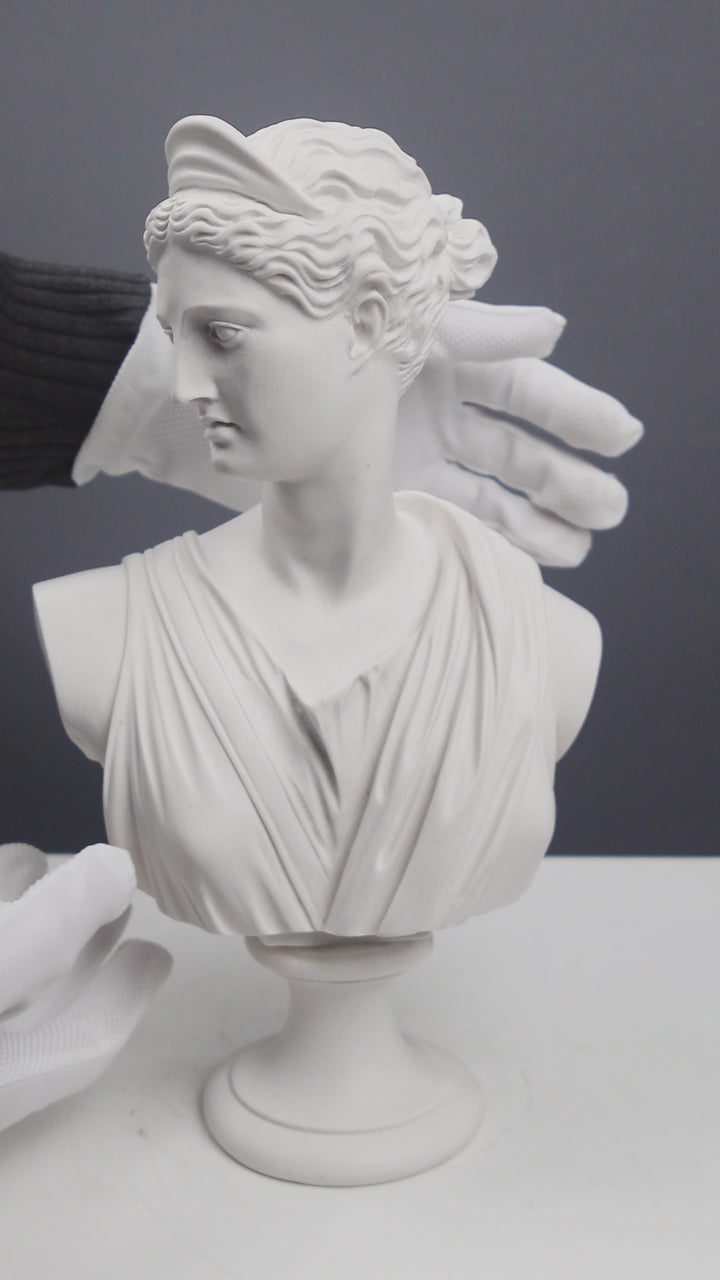 Bustos de Apolo y Diana (Par de estatuas de dioses griegos)