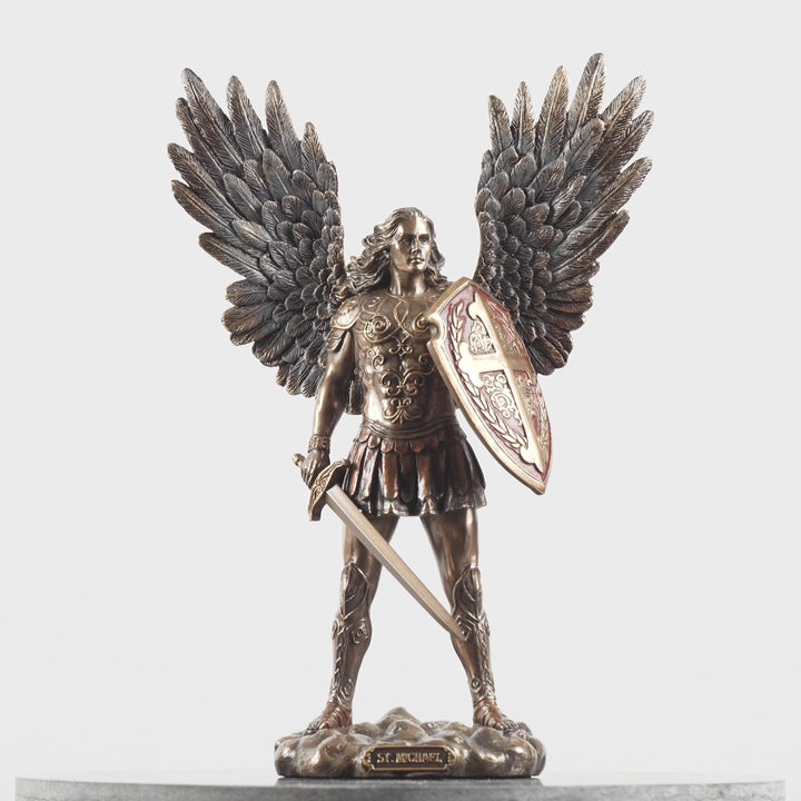 San Miguel Arcángel Escultura – Defensor del Cielo (Estatua de Bronce Fundición en Frío, Pequeña)
