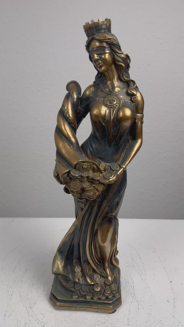 Estatua de la Dama Fortuna – Diosa Griega de la Suerte (Acabado Latón Oscuro)