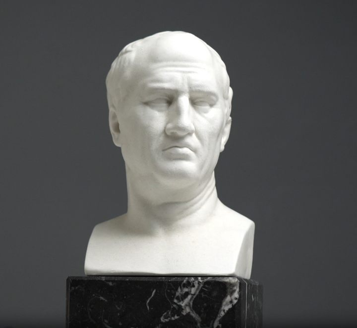 Busto de Cicerón sujetalibros con base de mármol negro